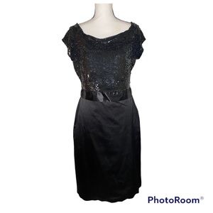 Heidi Weisel Black Sequin Silk S/S Dress